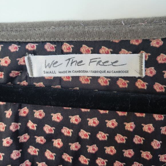 We The Free Jade Green Floral Long Sleeves Oversized Slouchy Tee Size S - Picture 2 of 9